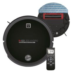 Hoover HGO320H Aspirateur Robot Nettoyeur et Laveur 2 en 1, Grande Puissance d'aspiration, Silencieux 65dB, Grande Autonomie de 2 h, 2 réservoirs, Contrôle à Distance, 0,35 litres, Noir