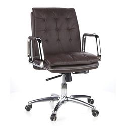 hjh OFFICE 600934 Silla de Oficina Villa 10 Cuero marrón, Silla giratoria Brazos, cómodamente Acolchado