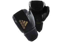 adidas Luvas de boxe laváveis luvas de boxe laváveis, unissexo para adulto, preto e dourado, S/M