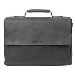 Pride and Soul Percent 47261 Sacoche à bandoulière en cuir véritable pour ordinateur portable 15" Gris 28 x 39 x 12 cm, gris, ca. 28 x 39 x 12 cm, Percent Sacoche pour ordinateur portable