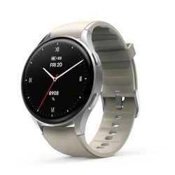 HAMA | Smartwatch 8900 (Reloj Inteligente, con GPS, Pantalla Tactil Amoled, Reloj Deportivo, Permite Hacer Llamadas en Manos Libres) Color Plata y Beige.