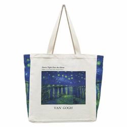 BROADREAM Draagtas, Draagtassen Dames, Boodschappentas, Schoudertas Stoffen Tas, Katoenen Tas, Jute Tas, Met Vintage Print, Canvas Tote Bag om te winkelen School