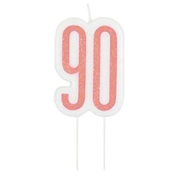 Unique Party 84991 Nummer 90 in Verjaardagskaars | Rosegold | 1 St, Roségoud, Leeftijd