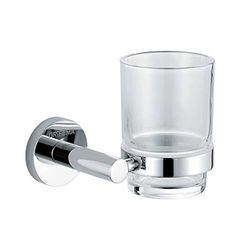 FaBema Ibiza - Headrest and Glass of Wall, Glass with Support, Bathroom Accessories, Brass, Chrome