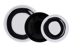 Quid Olsen Vaisselle Porcelaine 18 Pièces 6 Personnes Noir Et Blanc