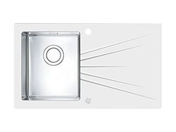 Alveus 1123795 KARAT UP 10 Lavello cucina incasso in vetro con gocciolatoio, Bianco
