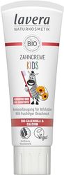 lavera Dentifricio per bambini, senza fiori, senza coloranti, protegge i denti del latte, fruttato, calendula e calcio biologici, vegano, 75 ml