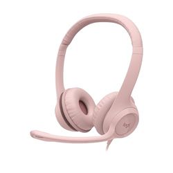 Logitech H390 Wired Headset for PC/Laptop, Stereo Headphones with Noise Cancelling Microphone, USB-A, In-Line Controls, Works with Chromebook - Rose