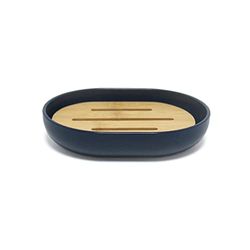 Douceur d'Intérieur Portasapone, poliestere e bambù, blu, 12,2 x 9,3 x 2,5 cm