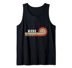 WANG Orgulloso Familia Retro Atardecer Apellido Apellido Camiseta sin Mangas