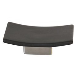 MSV 140749 Ndali Porte Savon Céramique Acier Inoxydable/Grès Noir Mat 13,5 x 9 x 3,5 cm