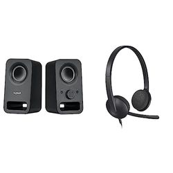 Logitech Z150 Altoparlanti Stereo Multimediali Compatti, Ingresso Audio da 3.5 mm, Controlli ‎Integrati & H340 Cuffie Cablate per Computer, Cuffie Stereo con Microfono e Audio Digitale, ‎Nero