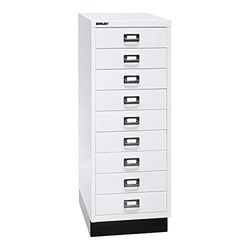 Serie 39 MultiDrawer™, con zócalo, DIN A3, 9 cajones, blanco tráfico, negro.