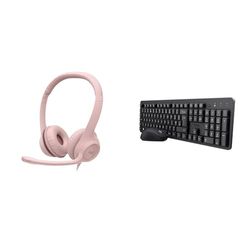 Logitech H390 Wired Headset & Trust Ymo II Silent Wireless Keyboard