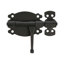 Amig - Pino de sobreposição para portas e móveis Mod. 484 - Trava de segurança para fecho horizontal, material de aço com eixo de Zamak - 80 mm - estilo rústico - inclui parafusos - preto