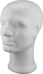 MCE-Commerce Polystyrene Head Man, Height 300 mm, (PS), White, 300 x 210 x 170 mm