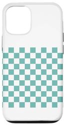 Coque pour iPhone 13 Carreaux vert d'eau et damier blanc