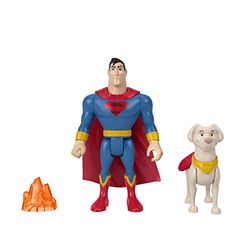 ​Fisher-Price DC League of Super-Pets Superman en Krypto, set van 2 beweegbare figuren met accessoire, voor peuters vanaf 3 jaar, HGL02