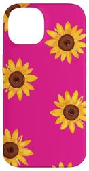 Sunflowers Design Morbido Acquerello Boho Style su Hot Pink Custodia per iPhone 14