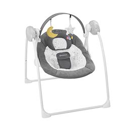 Badabulle Electric Comfort Moonlight Swing, encosto ajustável e arco de jogo, 5 velocidades, 12 canções de berço, dobrável compacto