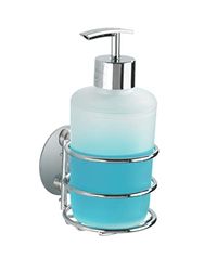 WENKO Turbo-Loc soap Dispenser-Fixing Without Drilling, Steel, Silver Shiny, 9 x 7.5 x 16.5 cm