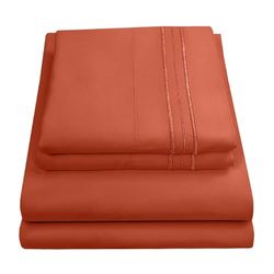 Sweet Home Collection 1500 fios 4 peças qualidade egípcio bolso profundo conjunto de lençóis, completo, bege, ferrugem, casal duplo
