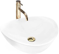 Rea Lavabo da Appoggio ANDREA Lavandino bagno 470 x 430 x 145 mm Ceramica (Bianco)