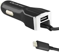 Qoltec Car Charger | 12V-24V | 5V/3.4A | USB + USB typC