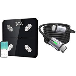 Etekcity Smart Black Bathroom Scales for Body Weight, Accurate to 0.05lb (0.02kg) Digital Weighing Scales & INIU USB C to USB C Charger Cable, 2m 100W PD3.0 Type C Fast Charging Phone Charger