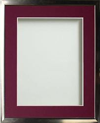 Frame Company Drayton Range Chrome Effect Photo Frame with Plum Mount, 7x5 for image size 5x3 inch