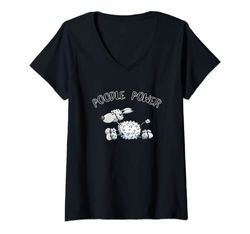 Donna Pudel Power Tshirt I Pudel Cane I Pudel I Cane Maglietta con Collo a V