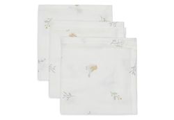 Jollein Lovely Birds chusty do ślinienia niemowląt - 3 sztuki w opakowaniu - 31 x 31 cm - 100% bawełna - ręczniki muślinowe dla niemowląt - certyfikat Öko-Tex