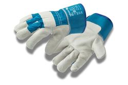 Högert Technik LEINE Gants en cuir de vachette canadien, bleu, taille 9, résistants à l'abrasion et renforcés, idéaux pour les travaux exigeants