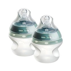 Tommee Tippee Closer to Nature Soft Feel Silicone Baby Bottles, Slow Flow Breast-Like Teat with Anti-Colic Valve, Stain and Odour Resistant, 150ml, Pack of 2