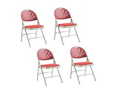Principal Series 2600 Comfort Back Folding Chair with Upholstered Seat, Burgundy/Red, Pack of 4