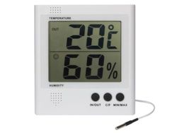 Velleman Thermo-/higrómetro digital, LCD grande, temperatura interior y humedad, indicador de batería, función de memoria, alarma de punto de congelación