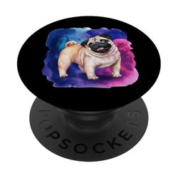Pug en colores de agua brillantes y coloridos PopSockets PopGrip Adhesivo