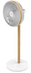 ELNUR GABARRON VAERA DC energiebesparende draagbare ventilator, ultra stil, 12 snelheidsniveaus, oscillerend, timer, 3 bedrijfsmodi, wit en hout, verschillende hoogtes, afstandsbediening
