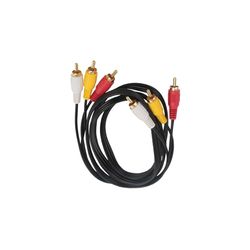 1,5 m lange 3 cinch naar 3 RCA-audiokabel in zwart. Zorgt voor uitzonderlijk geluid met robuuste verbindingen, perfect voor audio- en videoapparatuur.
