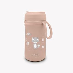 Nuvita 4441 Thermosfles met siliconen schenktuit en rietje, 500 ml, houdt warme en koude dranken, thermocontainer voor kinderen, draagbare container, Engelse roos