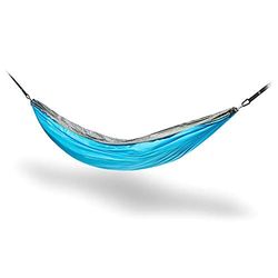 Columbus - Camp Hammock Hampian Hampo voor 1 persoon | Grote hangmat en eenvoudige installatie compact | Max. 200 kg. Turquoise blauwe en grijze kleur.