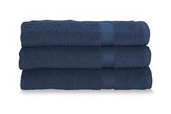 Gabel Lot de 3 Serviettes en Coton Pur hydrophile, 60 x 100 cm, Bleu