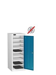 Single Door 8 Shelf MEDIA Storage LOW Locker, Blue, Combination Lock