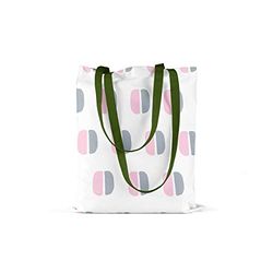 Bonamaison Printed Tote Bag, Reusable Grocery Bag, Shopping Bag, Machine Washable, Foldable, Canvas Cloth Bag with Green Handles, Size: 34x40 Cm