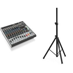 Behringer Mezclador Behringer XENYX X1222USB Premium de 16 entradas y 2/2 buses con preamplificadore & Audibax Neo 131 - Soporte Profesional para Altavoces - Trípode para Altavoces -Trípode Extensible