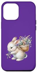 Cottagecore Bunny with Basket of Flowers Watercolor Charm Case for iPhone 12 Pro Max