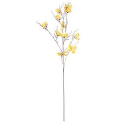 DRW Lot de 6 Branches avec Papillons en Polyester Jaune 1 x 1 x 92 cm