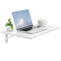 VEVOR Wandgemonteerde klaptafel, 60 x 40 cm wandmontage drop leaf tafel, drijvend bureau met ijzeren beugel, neerklapbaar bureau voor kleine ruimtes, thuiskantoor, eetkamer, wasruimte, keuken, bar,