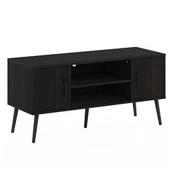 Furinno Tv-standaard in mid-Century Style met houten poten, Engineered, Espresso, twee kasten