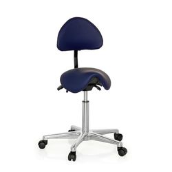hjh OFFICE 608910 taboret roboczy z oparciem TOP Work 20 PU niebieski taboret siodłowy z kółkami z regulacją wysokości, pochylany